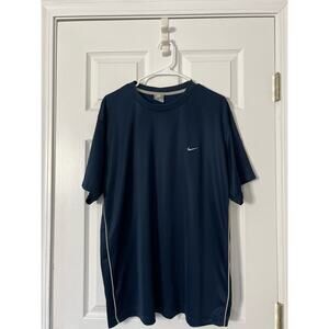 Nike  90s Athletic Dri-Fit Workout T-Shirt Navy Blue and White Sz: XXL